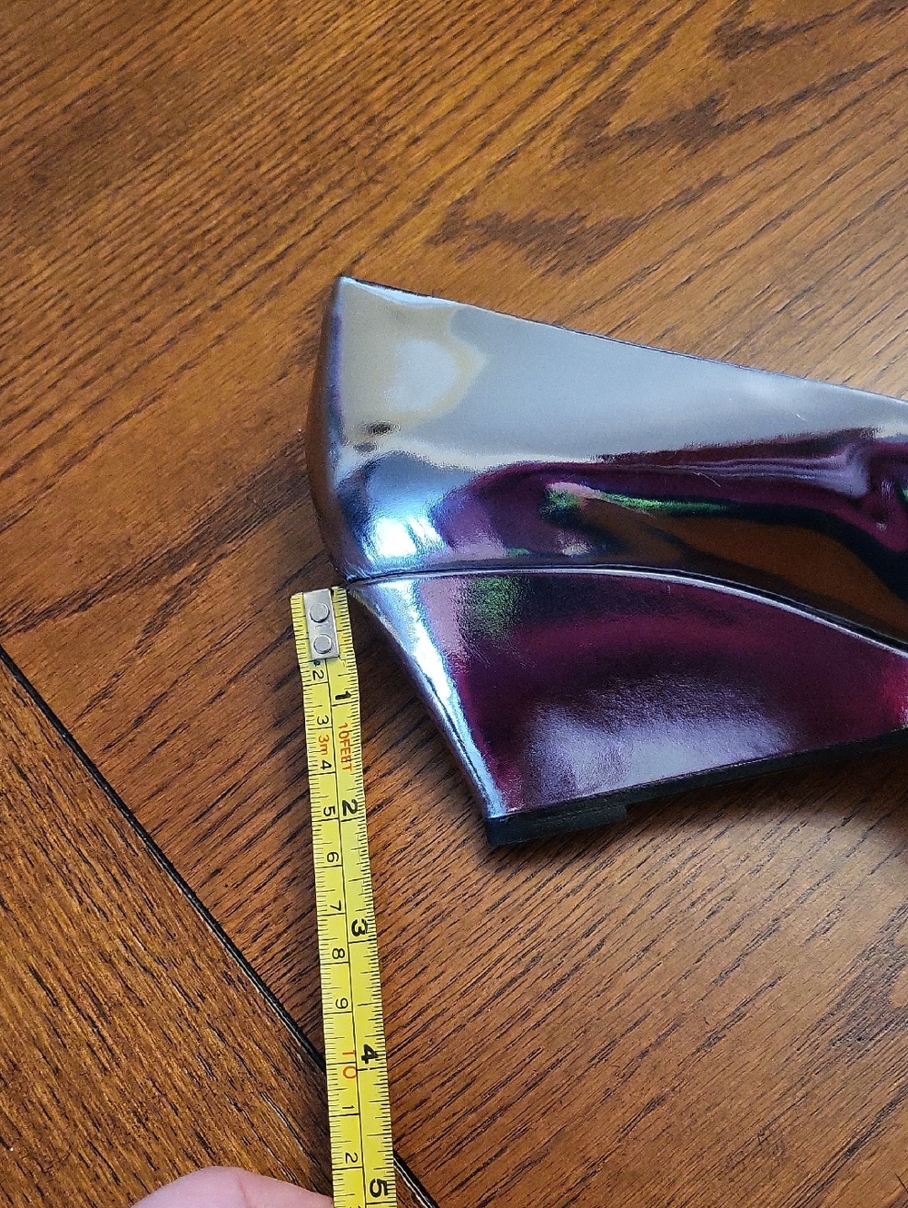 Theory Silver Metallic Wedges Shoes,made In Italy - Picture 8 of 10